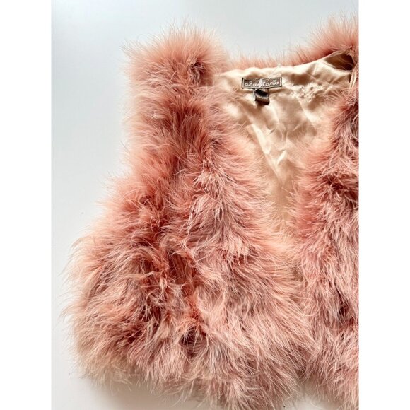 AKUALANI Dusty Pink Ostrich Feather Cropped Vest Shrug, Size S/M - Picture 6 of 13
